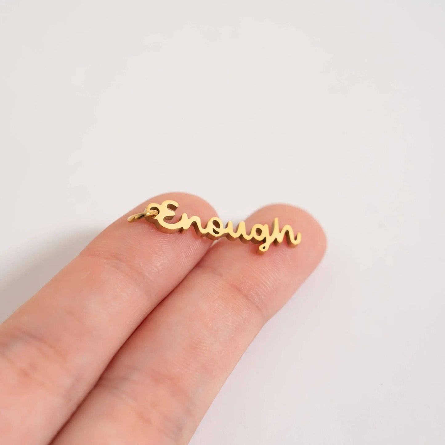 18K Gold PVD Stainless Steel Enough Charm: Gold