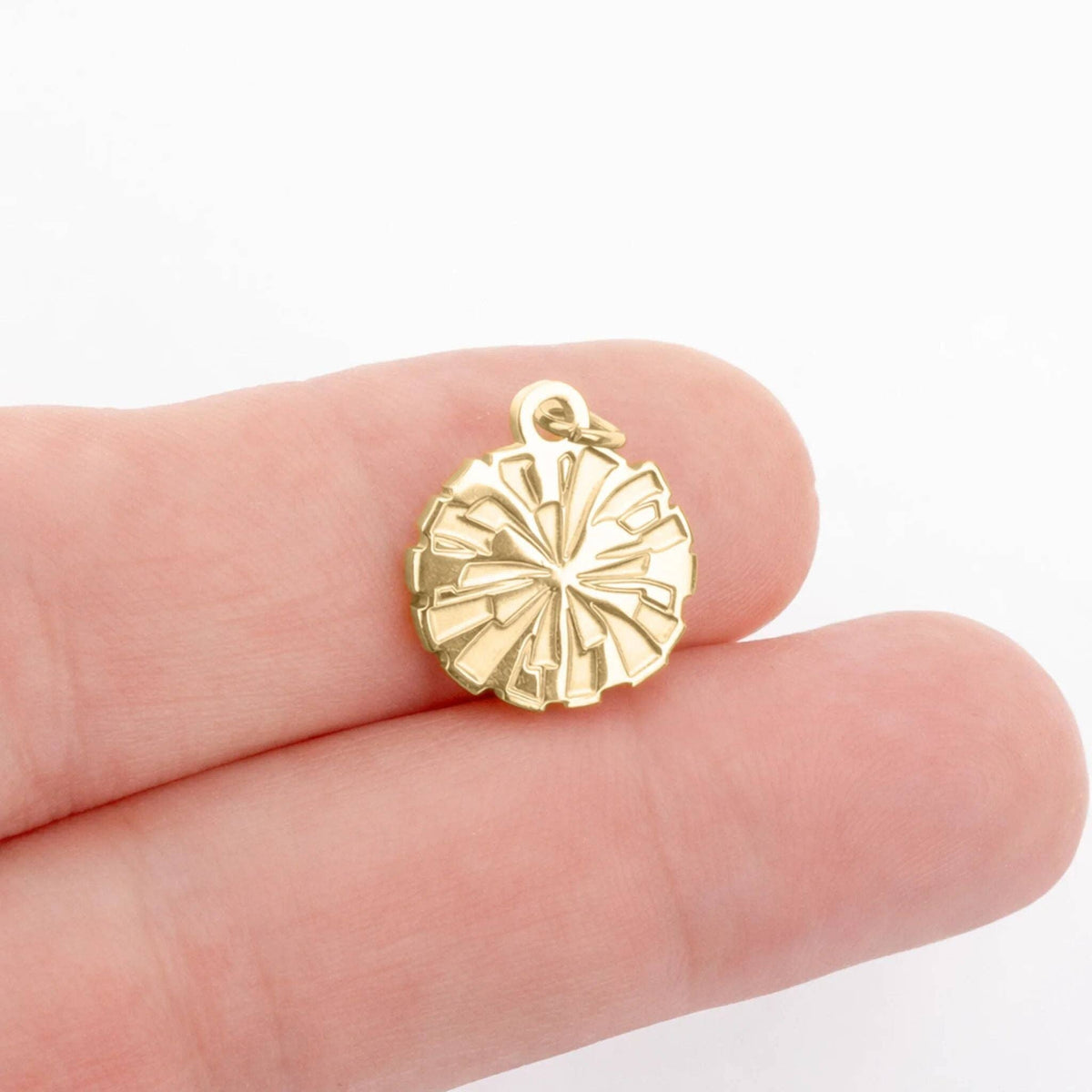 18K Gold PVD Stainless Steel Pom Pom Charm: Gold