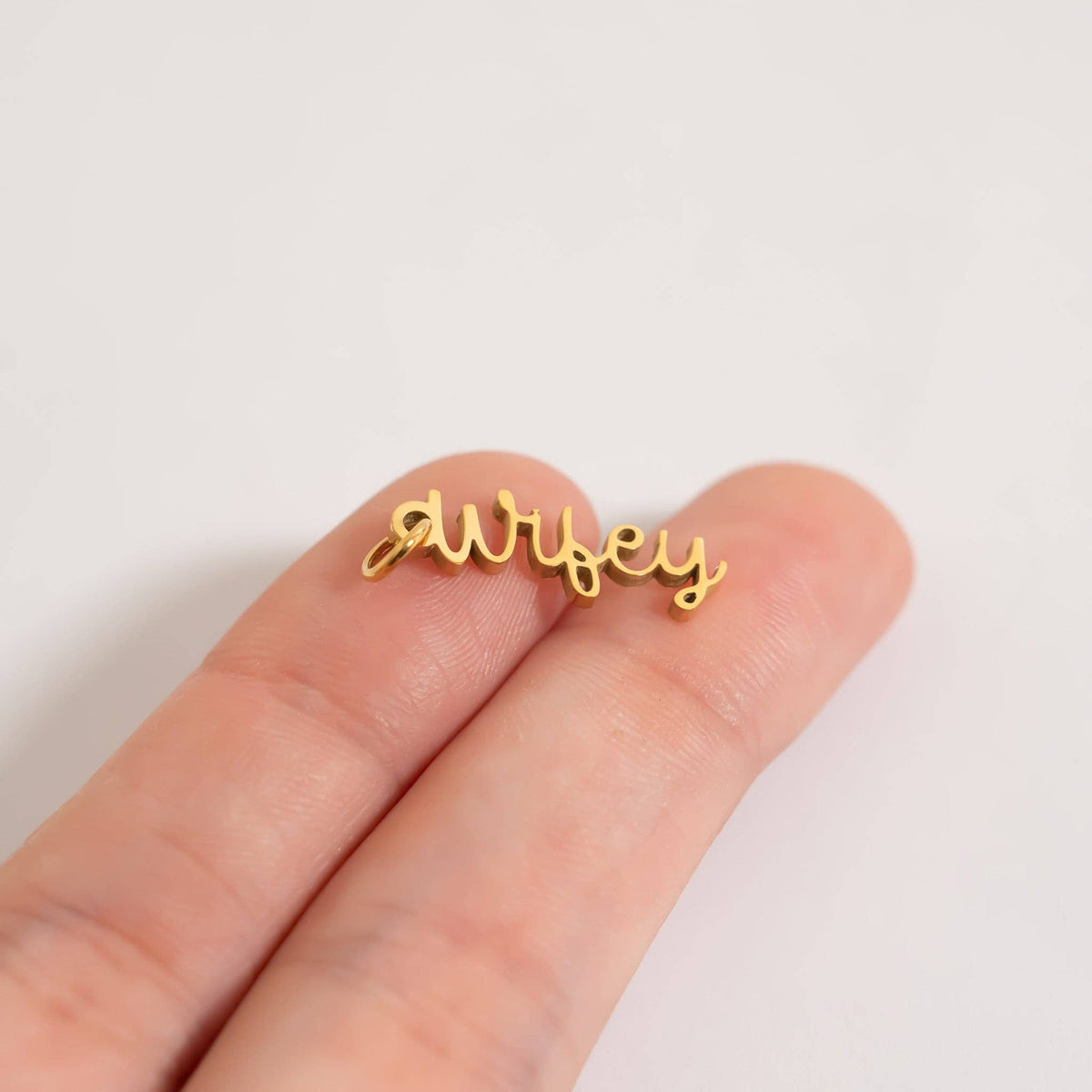 18K Gold PVD Stainless Steel "Wifey" Charm: Gold