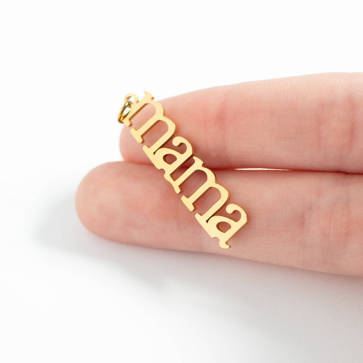18K Gold PVD Stainless Steel Mama Charm: Gold