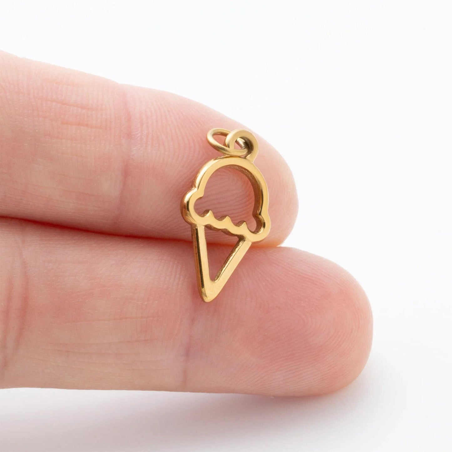 18K Gold PVD Stainless Steel Ice cream Charm: Gold