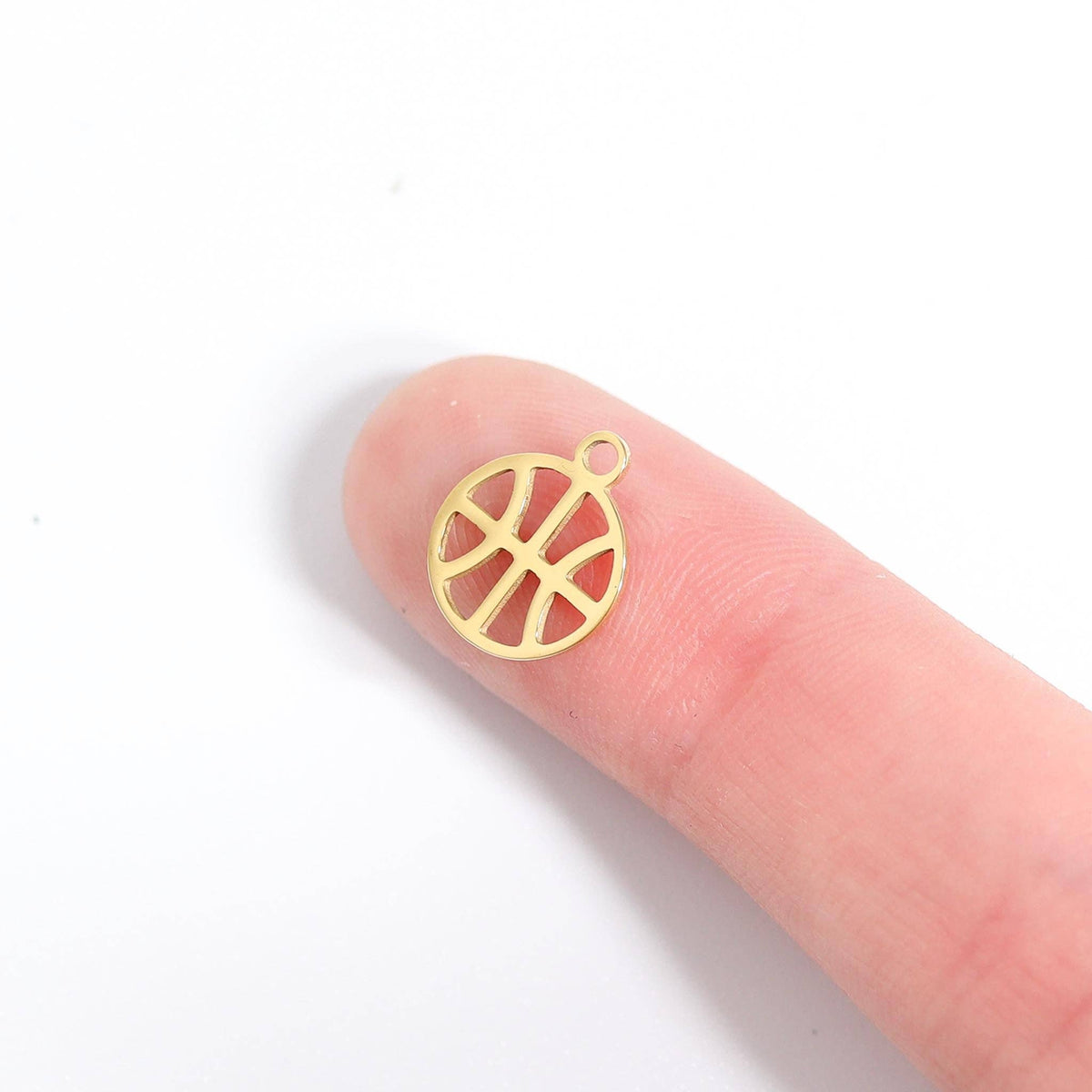 18K Gold PVD Stainless Steel Basketball Charm: Gold