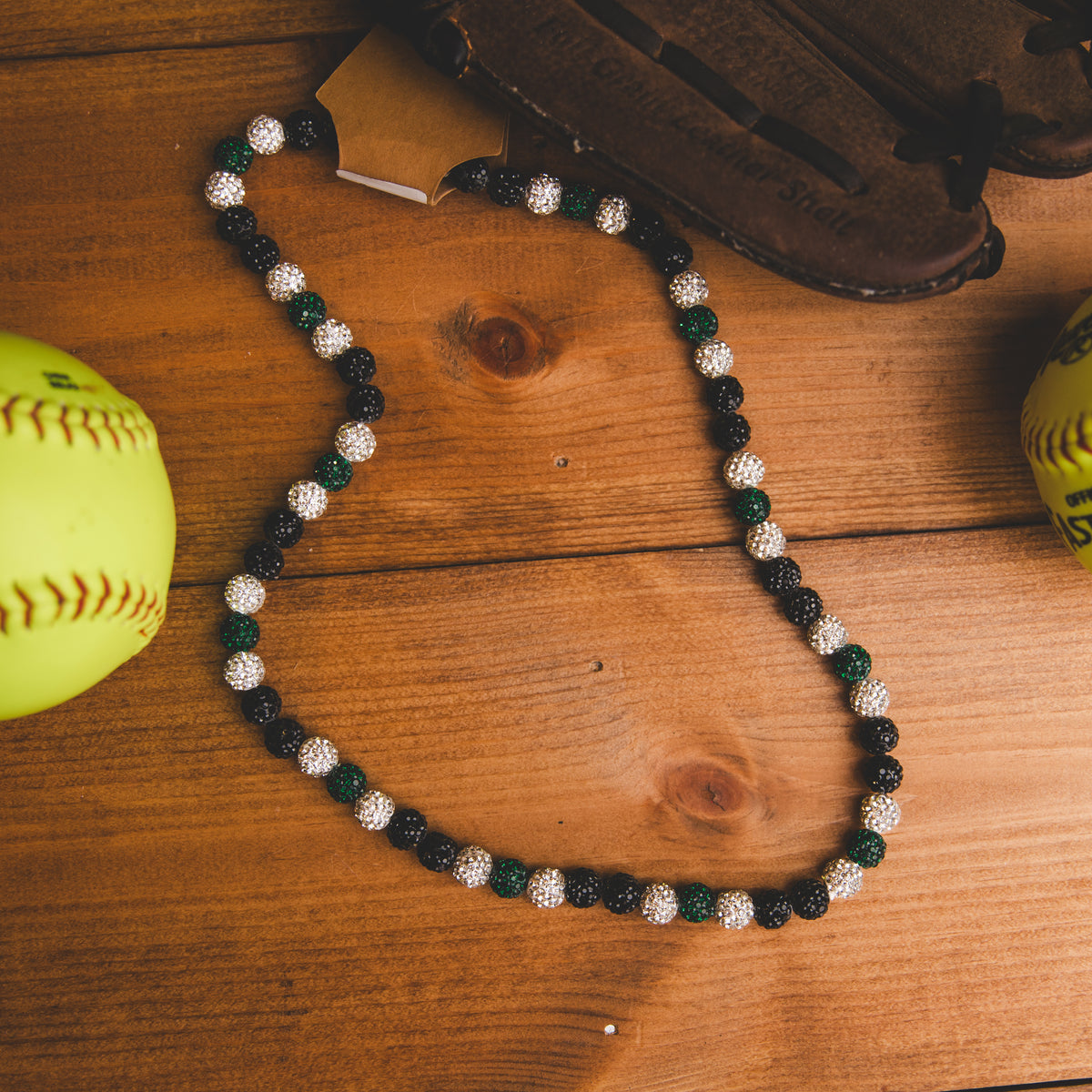 Baseball Bling Necklace - GrBkW (large)