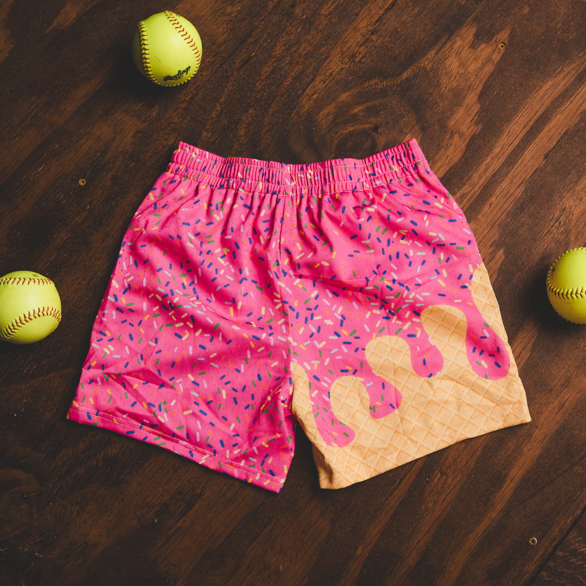 Pink Ice Cream Drip Shorts (Youth)