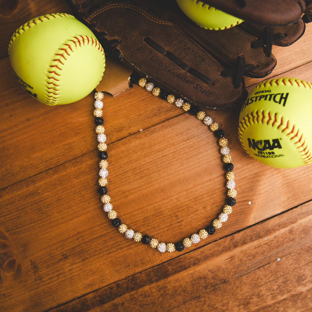 Baseball Bling Necklace - BkGdW