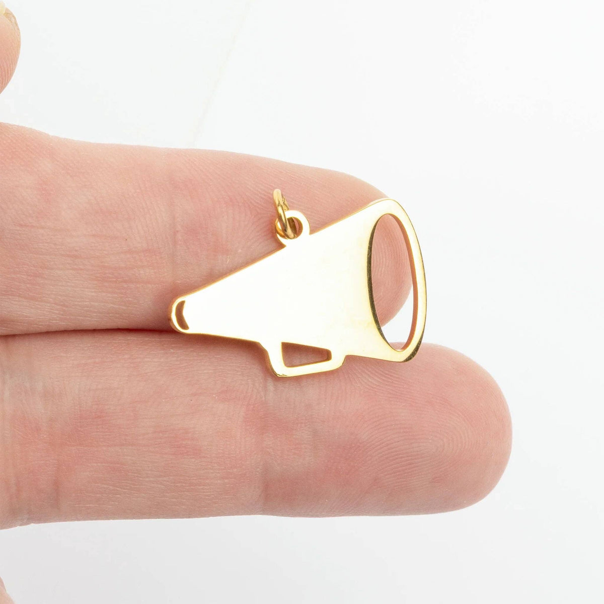 18K Gold PVD Stainless Steel Megaphone Charm: Gold