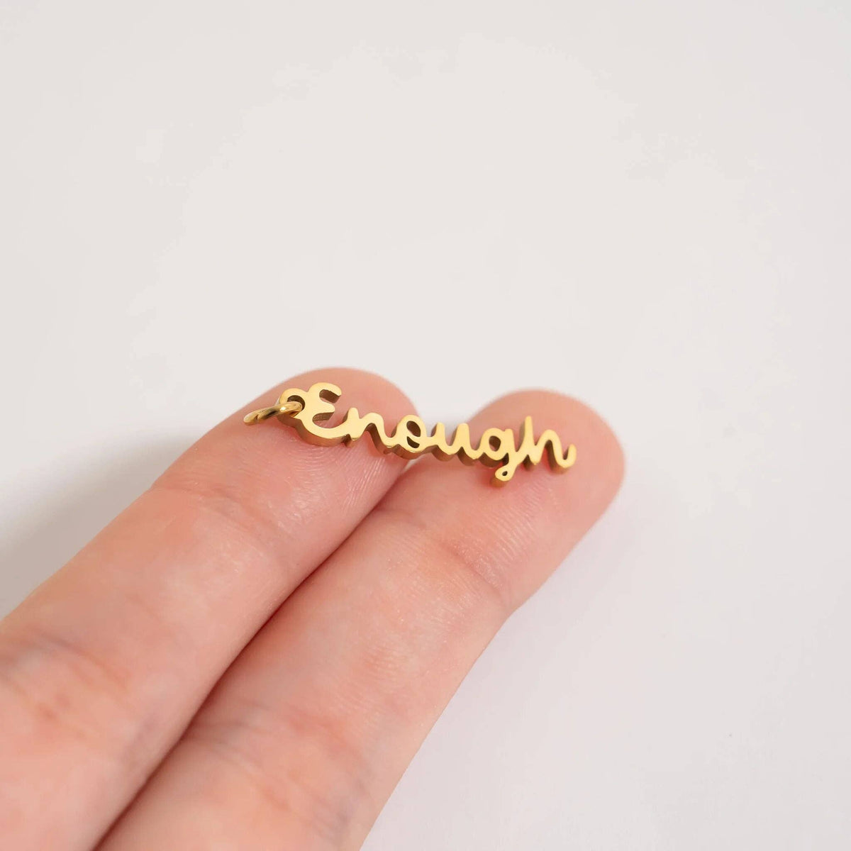 18K Gold PVD Stainless Steel Enough Charm: Gold