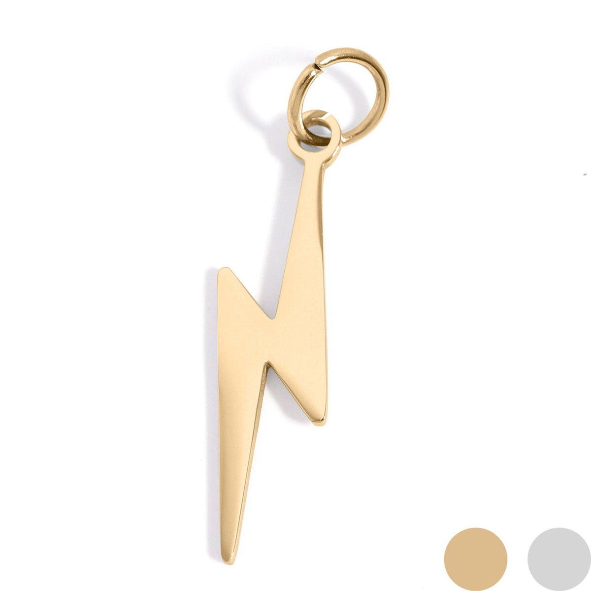 18K Gold PVD Stainless Steel Lightning Bolt Charm: Gold
