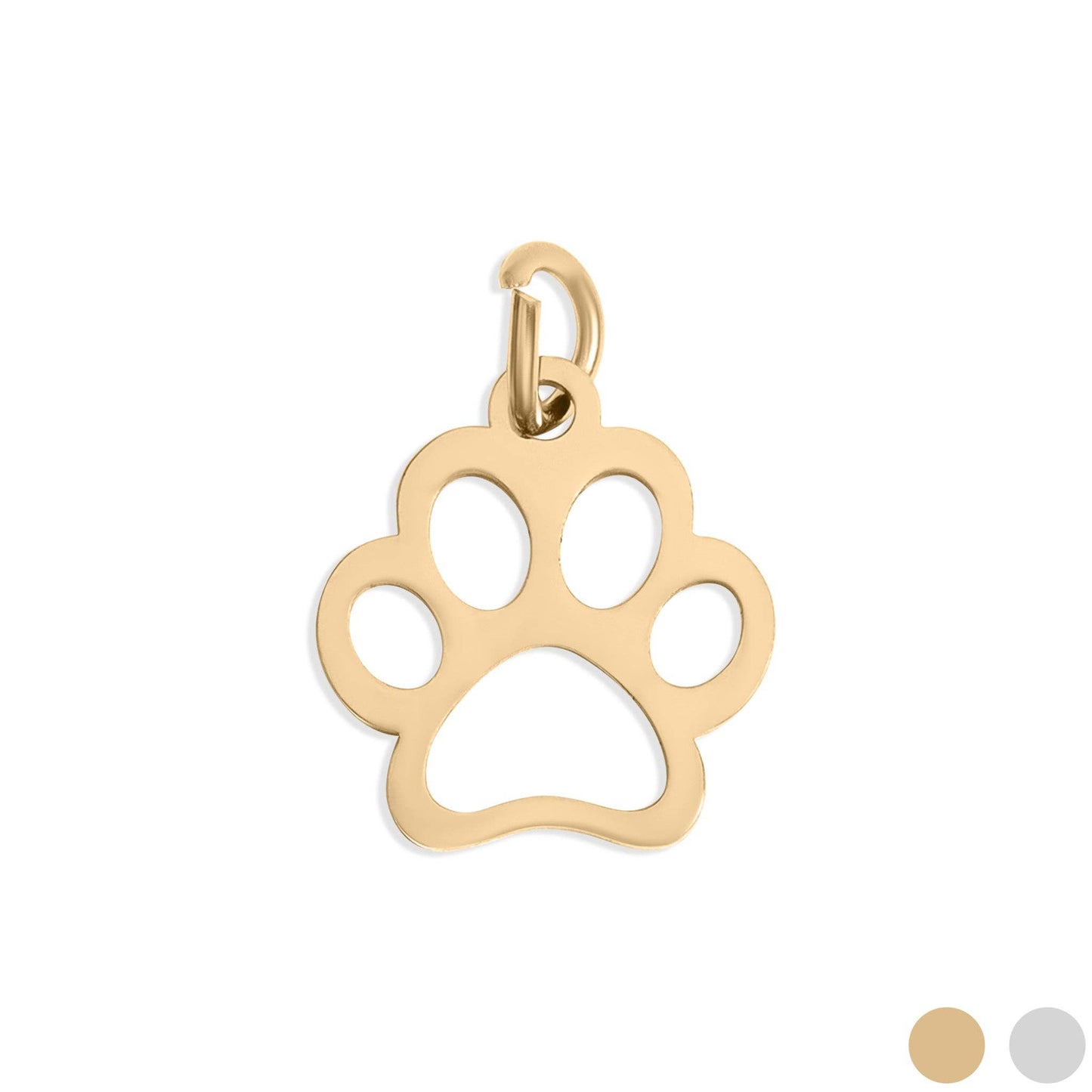 18K Gold PVD Stainless Steel Paw Print Charm: Gold