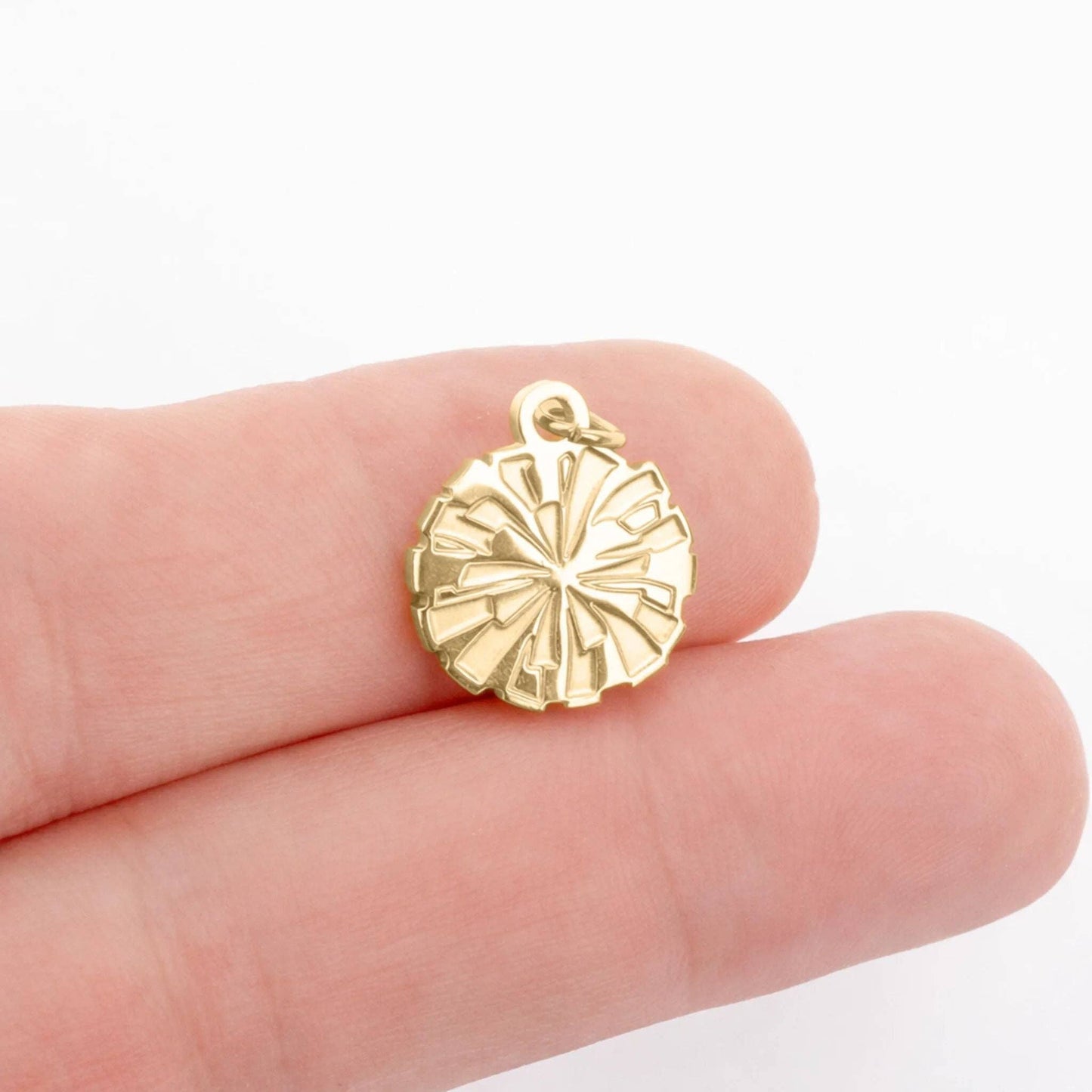 18K Gold PVD Stainless Steel Pom Pom Charm: Gold