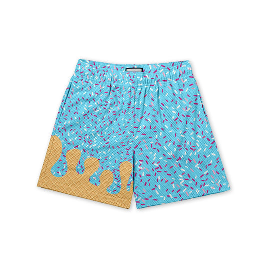 Baseball Ice Cream Drip Shorts-Blue