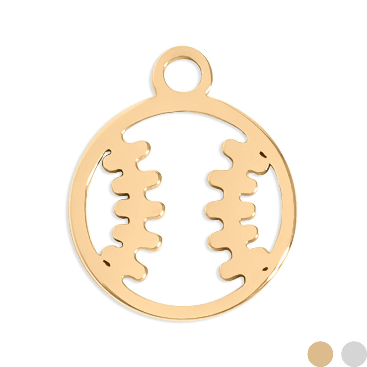 18K Gold PVD Stainless Steel Baseball/Softball Charm: Gold