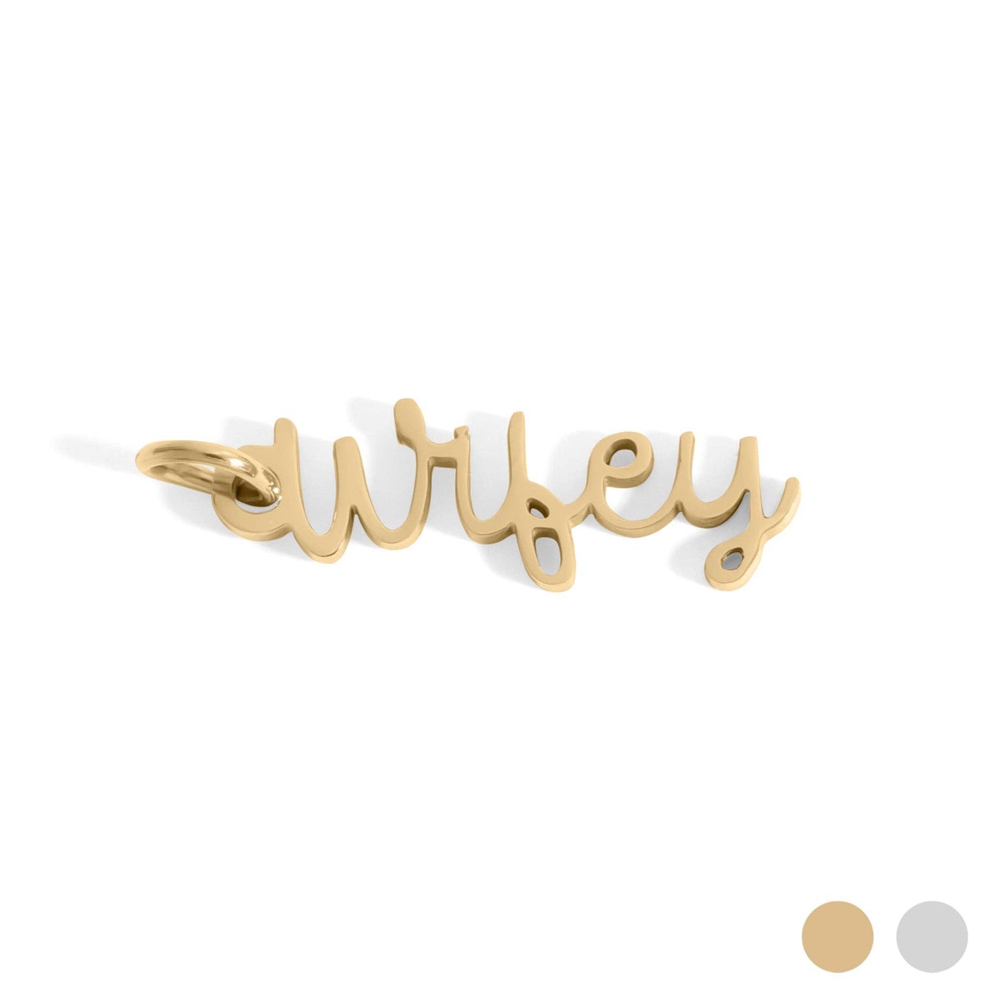 18K Gold PVD Stainless Steel "Wifey" Charm: Gold
