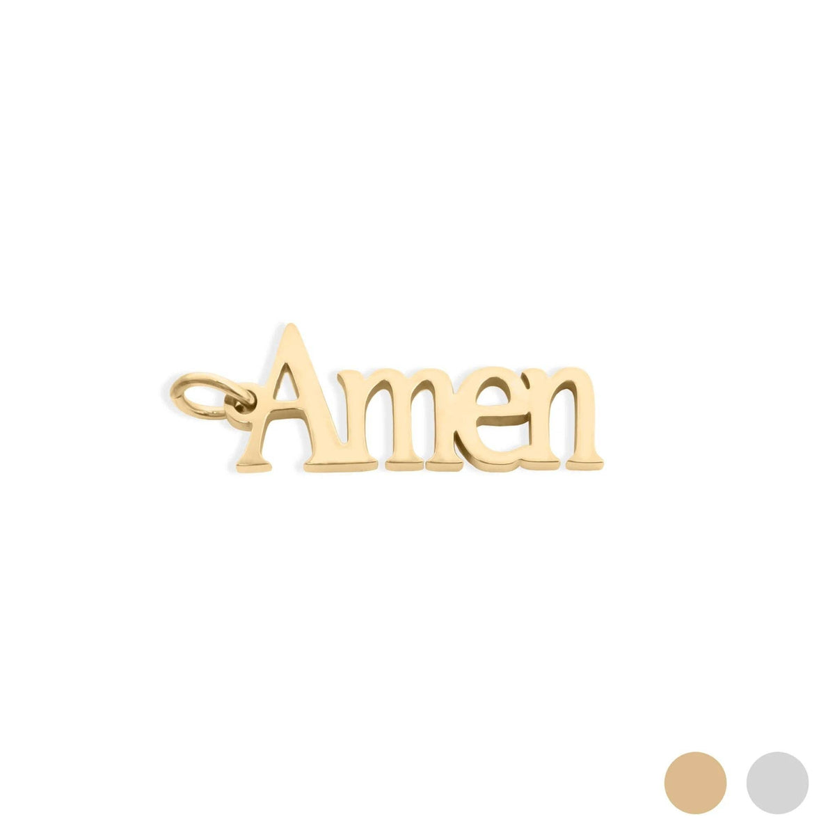 18K Gold PVD Stainless Steel Amen Word Charm: Gold
