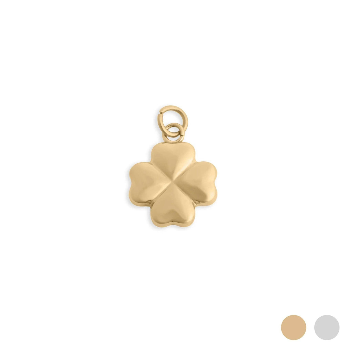 18K Gold PVD Stainless Steel Four Leaf Clover Charm: Gold