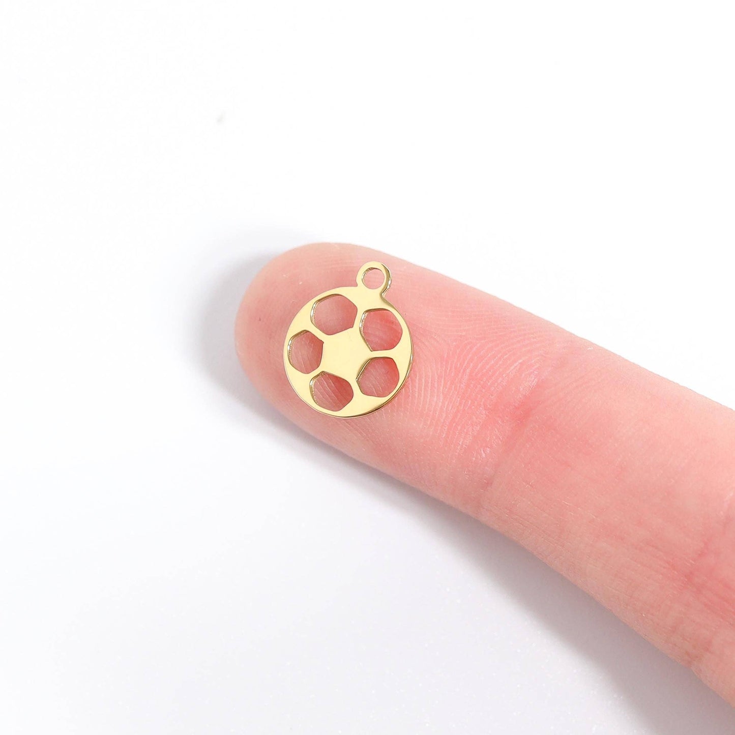 18K Gold PVD Stainless Steel Soccer Ball Charm: Gold