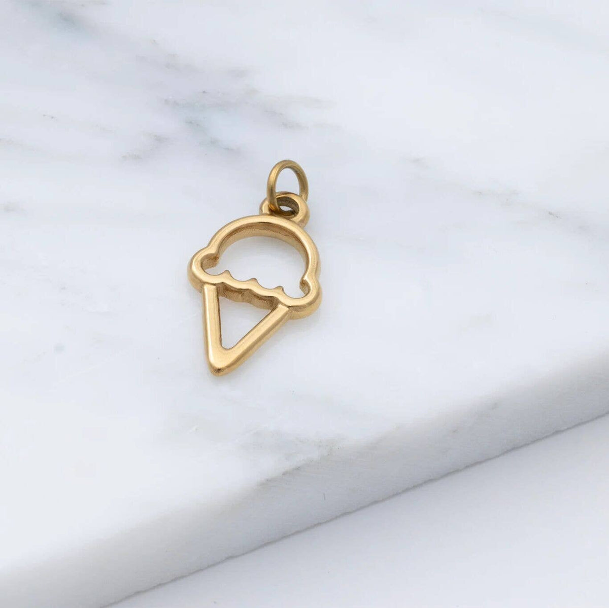 18K Gold PVD Stainless Steel Ice cream Charm: Gold