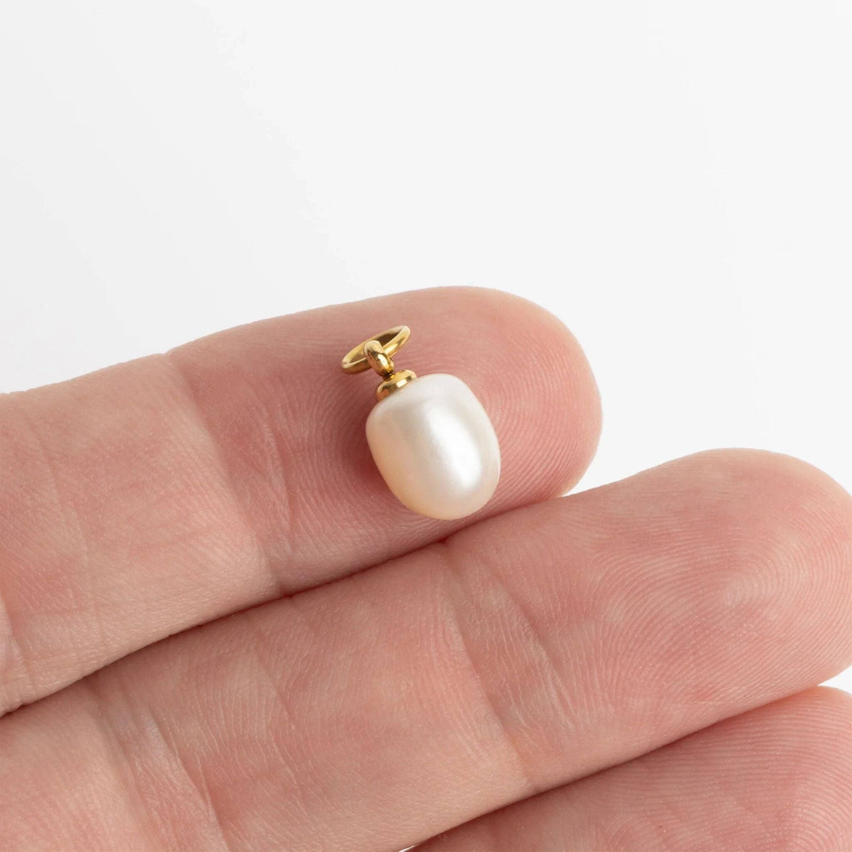 18K Gold PVD Natural Pearl Charm: Gold