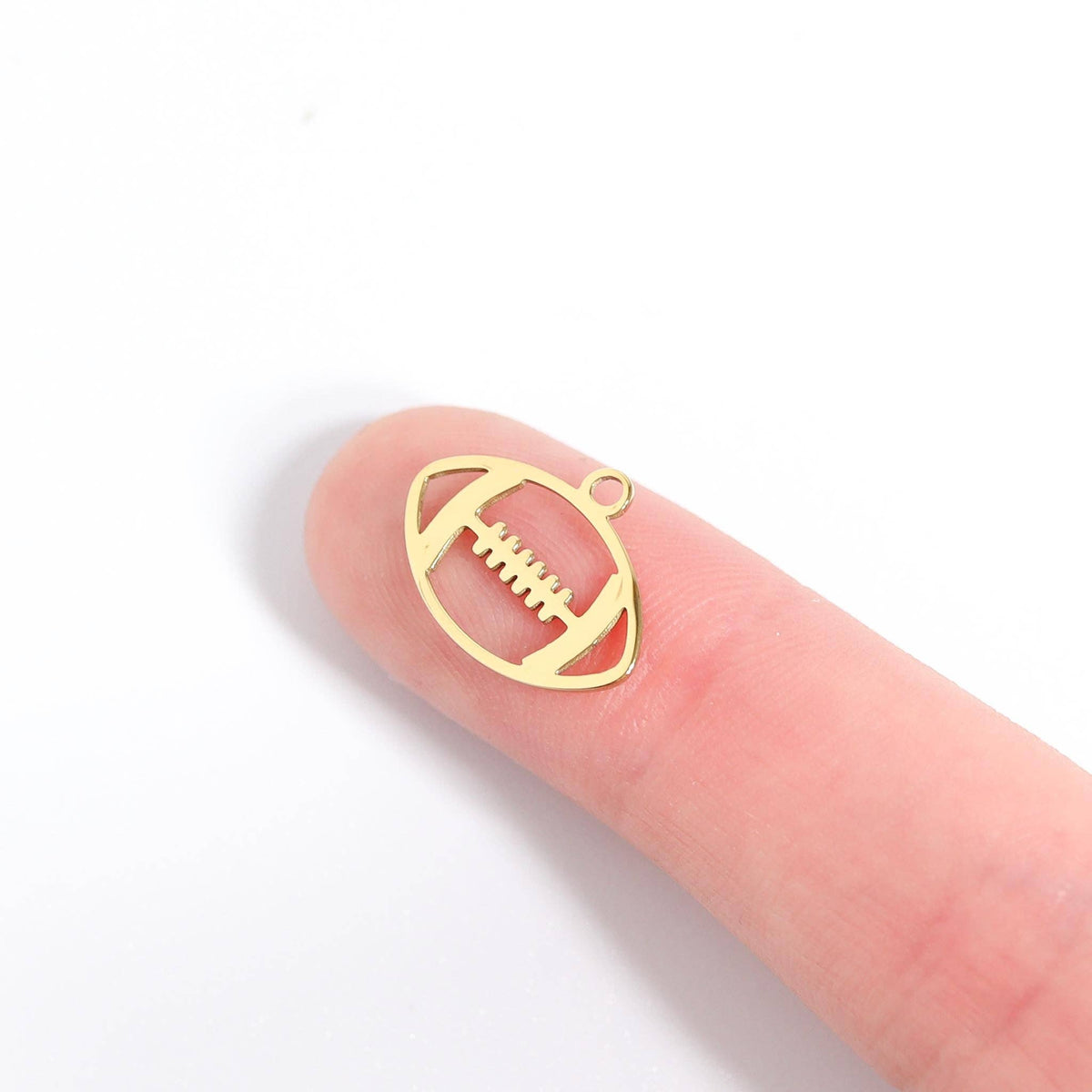 18K Gold PVD Stainless Steel Football Charm: Gold