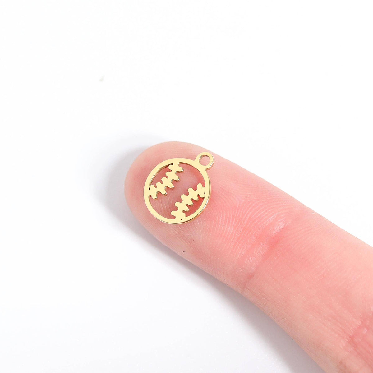 18K Gold PVD Stainless Steel Baseball/Softball Charm: Gold
