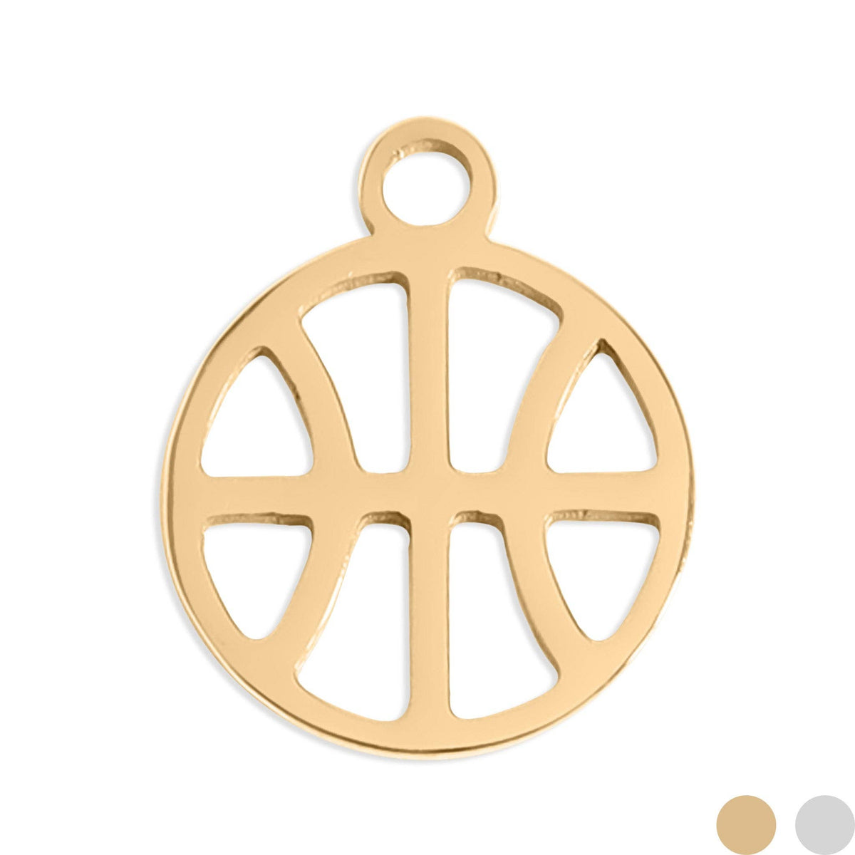 18K Gold PVD Stainless Steel Basketball Charm: Gold