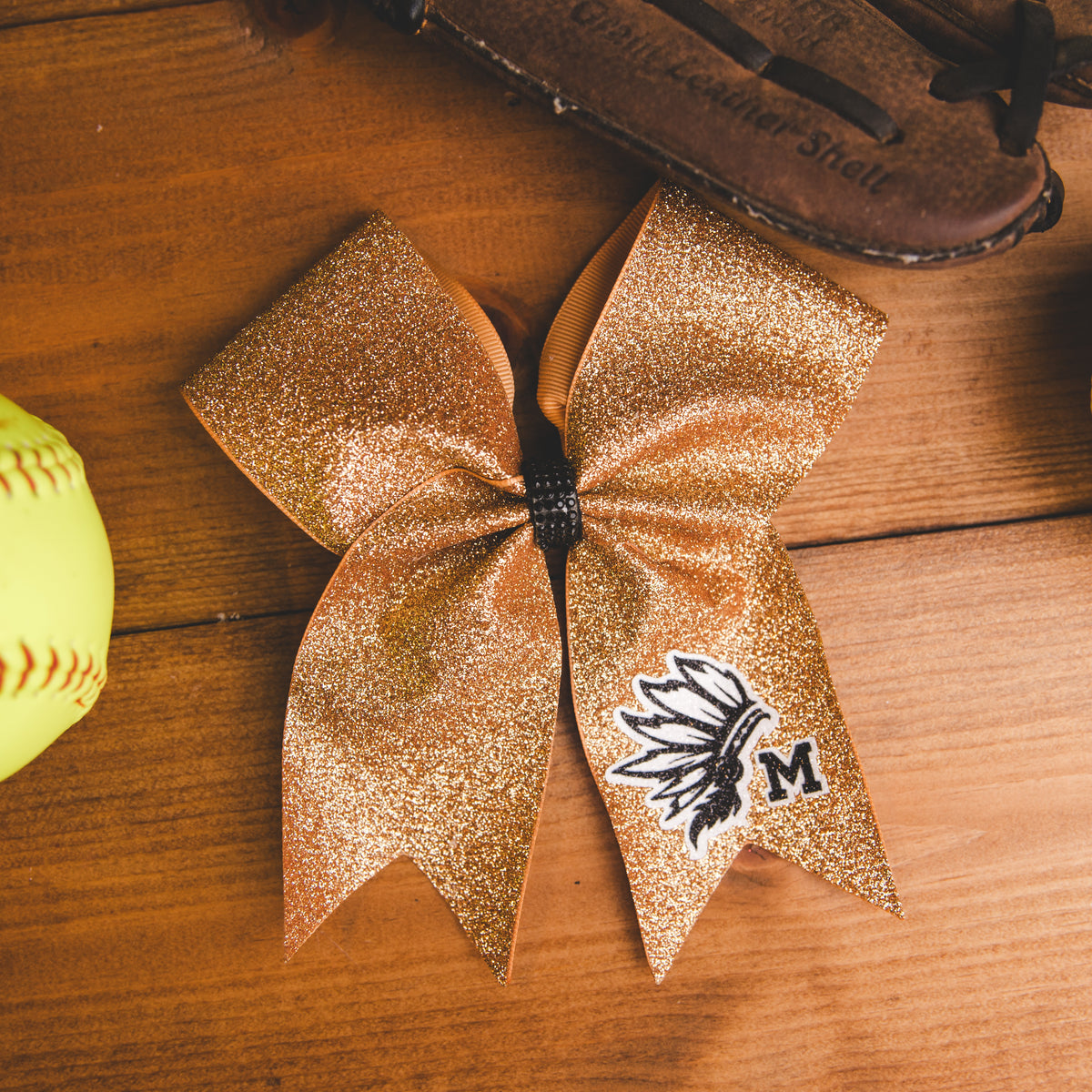 Cheer Bow - Marietta Indians - Small Gold