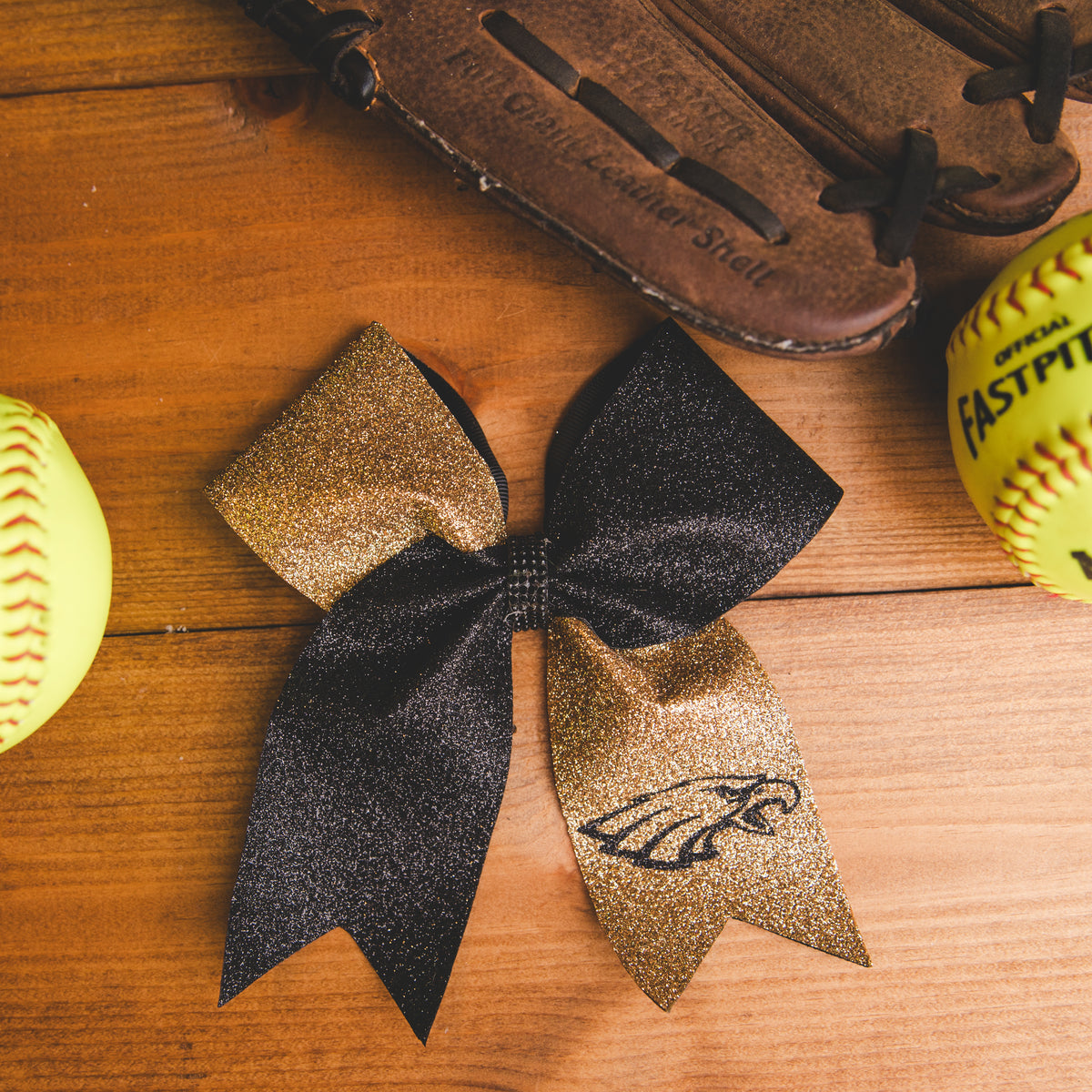 Cheer- Eagles Black+ Gold Glitter