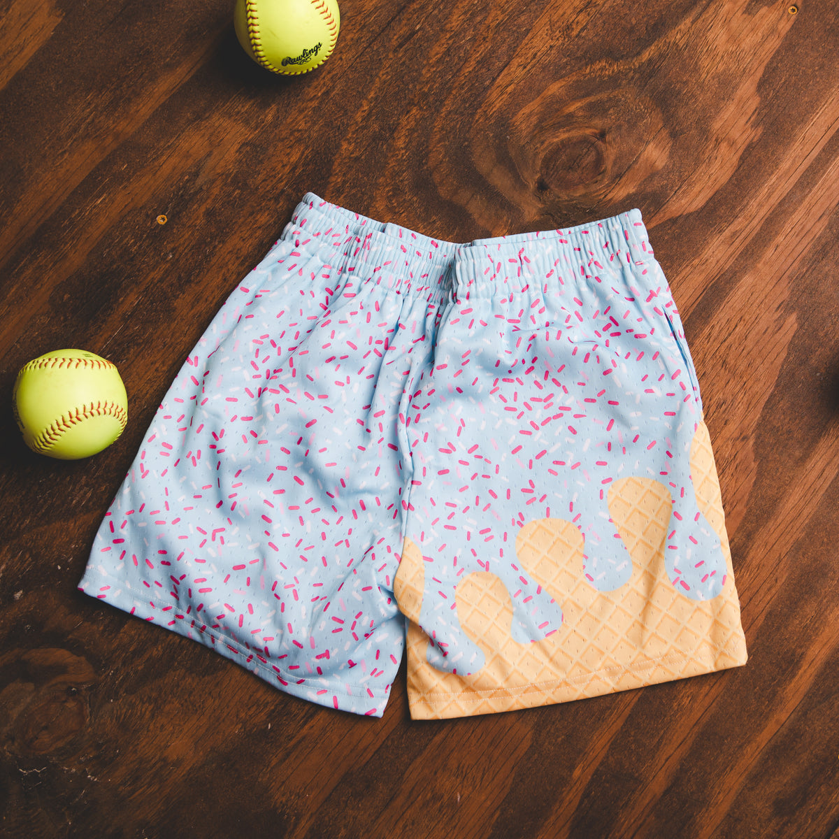 Light Blue Ice Cream Drip Shorts (Youth)