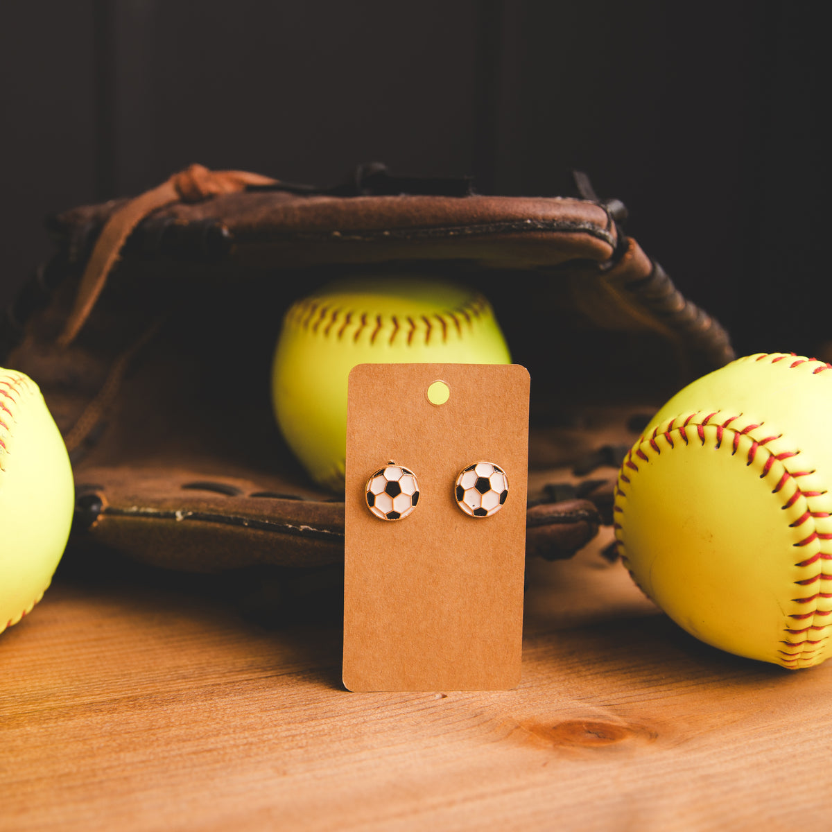 Earring - Soccer Enamel Stud