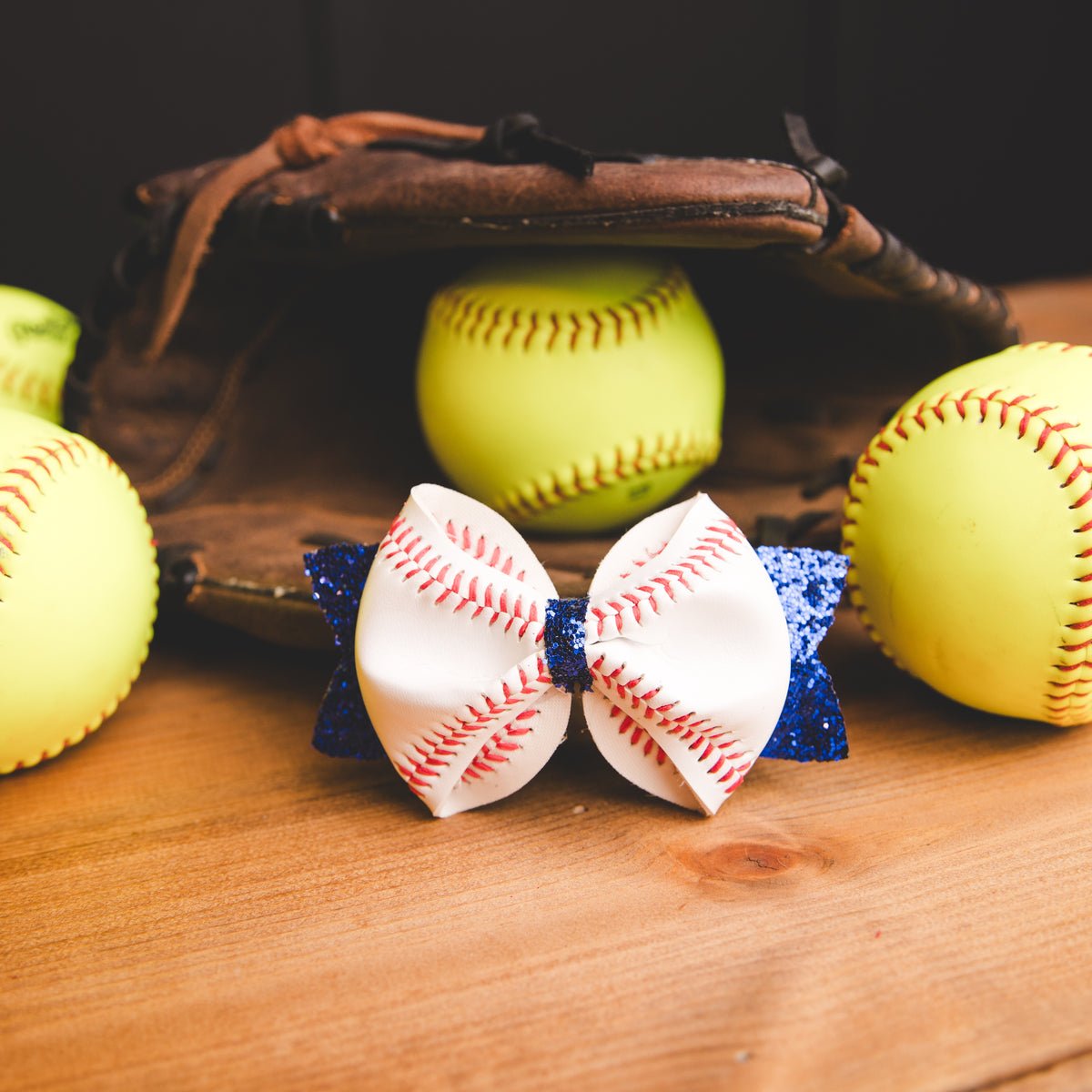 Real Baseball Bow- Blue