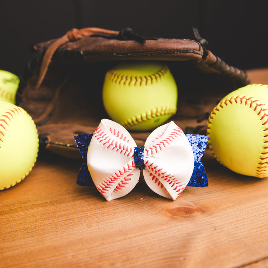 Real Baseball Bow- Blue