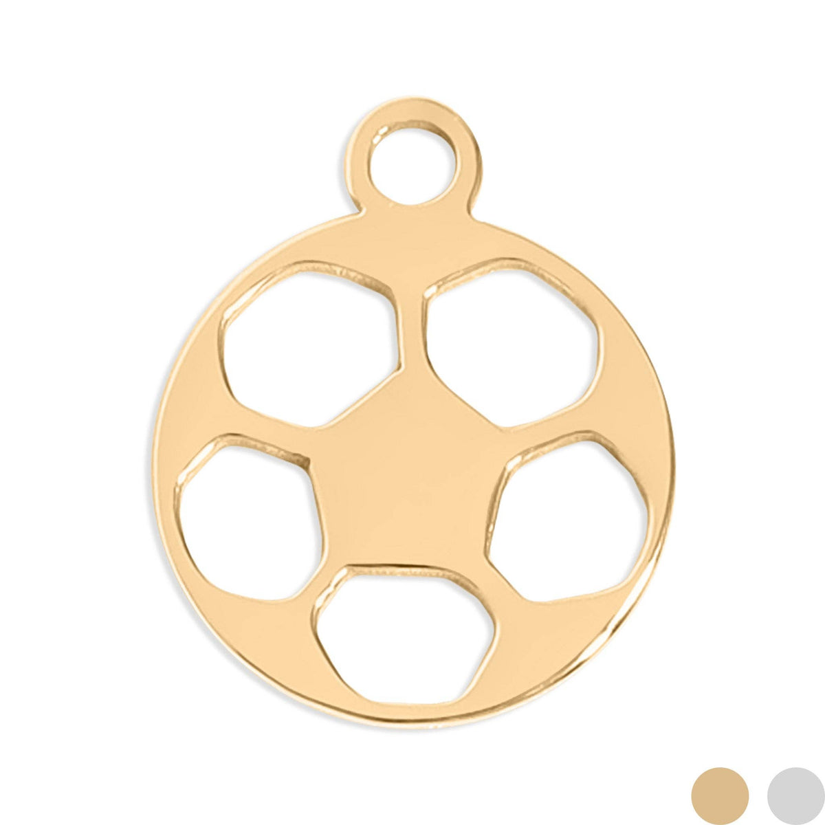 18K Gold PVD Stainless Steel Soccer Ball Charm: Gold